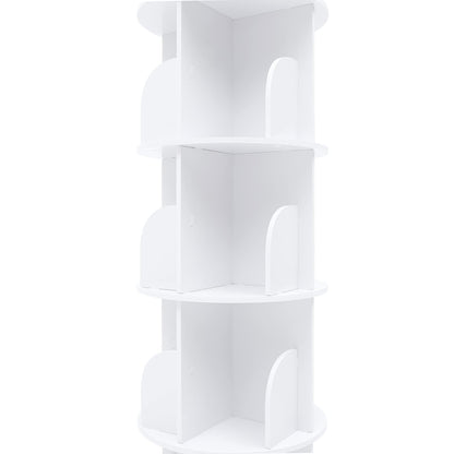 HAPPCUCOE 360° Rotating 4-Tier Bookcase - Stylish Floor Standing Organizer for Any Space - WoodArtSupply