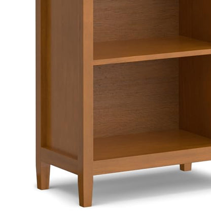 SIMPLIHOME Warm Shaker SOLID WOOD Transitional 5 Shelf Bookcase for The Living, Study Room and Office, 26 inch, Light Golden Brown - WoodArtSupply