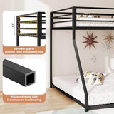 Kiivakii Twin Over Full Bunk Bed, Metal Bunkbed with Side Ladder, Low Profile, Full Length Upper Bed, Sturdy Metal Frame Support, No Box Spring Needed, Noiseless, Black Kiivakii