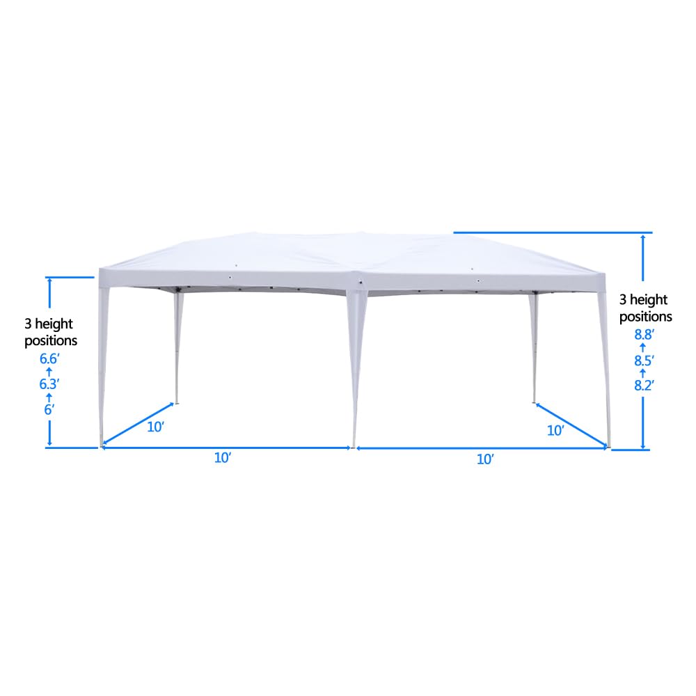 SEALAMB 10x20FT White Pop Up Party Canopy Tent with 6 Sidewalls, Outdoor Commercial Canopy Tent for Events, Patio Gazebo Waterproof Canopy Tents with Carry Bag for Wedding Camping Event Garde - WoodArtSupply