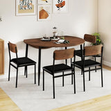 Giantex 5-Piece Dining Table Set for 4, 43.5" Round Kitchen Table and 4 Upholstered Dining Chairs with Drop Leaf Tabletop, Sturdy Metal Frame, Space Saving Farmhouse Dinette Set for Dinette Dinner Giantex