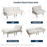 Ribilake 70" Futon Sofa Bed, 4 in 1 Multi-Function Couch Sleeper with Adjustable Backrest, Modern Convertible Futon, Recliner Small Loveseat for Living Room, Dorm, Beige Ribilake