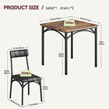 GAOMON Dining Table Set for 2, Kitchen Table and Chairs for 2 with Upholstered Chairs, 3 Piece Dining Room Table Set, Square Kitchen Table Set for Small Space, Apartment, Studio, Rustic Brown GAOMON