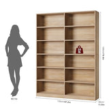FACBOTALL 6-Tier Light Oak Double Wide Bookshelf - Stylish Freestanding Storage for Home Decor FACBOTALL