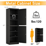 Ckzbx Metal Locker Tall Narrow Storage Cabinet, 67" H Locking Tool File Cabinets Snack Locker Organizer for School Classroom,Bedroom,Gym Home Office,Entryway and Hallway (20" W 2Door Black) Ckzbx