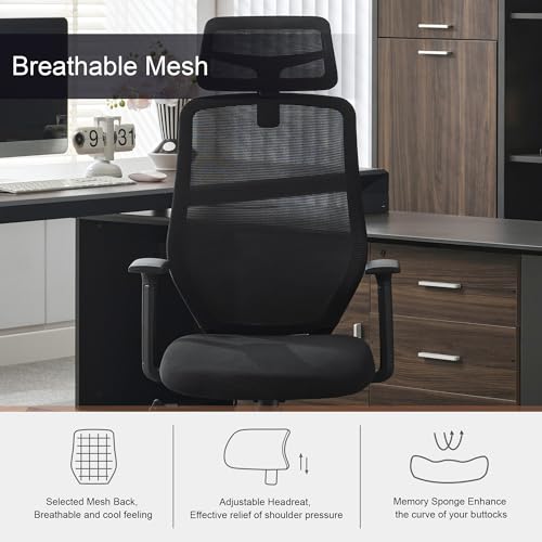 Okeysen Ergonomic Conference Room Chairs Set of 10, High Back Mesh Home Office Desk Chair with S-Shaped Back Support, Swivel Computer Task Chair with Adjustable 2D Headrest. Okeysen