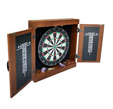 Hathaway Farmington Dartboard and Cabinet Set - Includes 18-in Dartboard, Steel-Tip Darts, Chalk Scoreboards - Perfect for Family Game Rooms, Basements, Home Bars, Walnut Hathaway