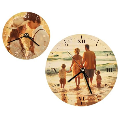 US Stock 20pcs Wood Wall Clock 7.9 inch Sublimation Blank Wooden Round Wall Clocks for Living Room Decor Heat Transfer Press Printing DIY