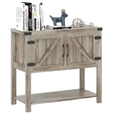 HOMCOM Farmhouse Double Door Coffee Bar Cabinet, Console Table, Sideboard Buffet Cabinet with Bottom Shelf for Entryway, Living Room, Washed-Out Gray HOMCOM