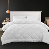 KHC Cotton Comforter White Down Alternative Duvet Insert 100% Percale Cotton, Quilted Fluffy 400GSM Comforter Lightweight All Season Durable Breathable Noiseless (WHITE, King/Cal.King(90"X104")) Kamas Home Collection