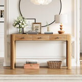 Merax 52" Console Table with 3 Drawers, Rustic Entryway Table with Curved Corners, Narrow Long Sofa Table for Living Room, Hallway, Entrance, Behind Couch, Foyer, Sturdy Thick Legs, Natural Merax