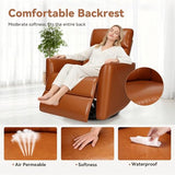 Himimi Power Recliner Chair, Swivel Rocker Recliner with Massage and Heat, Nursery Glider for Living Room, Small Space, Faux Leather, USB, Side Pockets, Orange-Brown