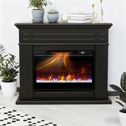 SIMOE 23" Electric Fireplace Inserts, 1500W Recessed Fireplace Heater with Remote Control, 6 Flame Colors & 5 Brightness, 8H Timer, Infrared Quartz Fireplace Insert for Indoor, 23" W x 17" H SIMOE