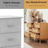 DHMAKER 6 Drawer Rattan Dresser, 48" Modern Double Dresser for Bedroom, Wide Chest of Drawers, Wood Storage Cabinet for Bedroom, Entryway, Living Room, Hallway DHMAKER