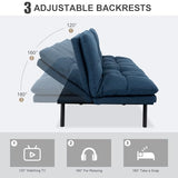 Vipbear Futon Sofa Bed Couch, 71" Convertible Sofa Bed, Space-Saving Loveseat with Adjustable Backrest & Armrest for Living Room,Apartment,Office,Blue Sleeper Sofa Vipbear