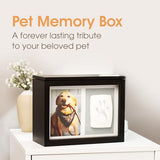 Pearhead Pet Memory Box & Urn – Solid Wood, Black Finish, Personalized Keepsake with Clay Paw-Print Kit & 4" × 6" Photo Frame – Holds Ashes, Collars, Special Toys & Memories Pearhead