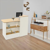 47In Reception Desk with LED Lights, L-Shaped Modern Front Table Reception Room Table with Cable Grommet & Lockable Drawers, Retail Checkout Counter for Lobby Salon Office AngelcityCC