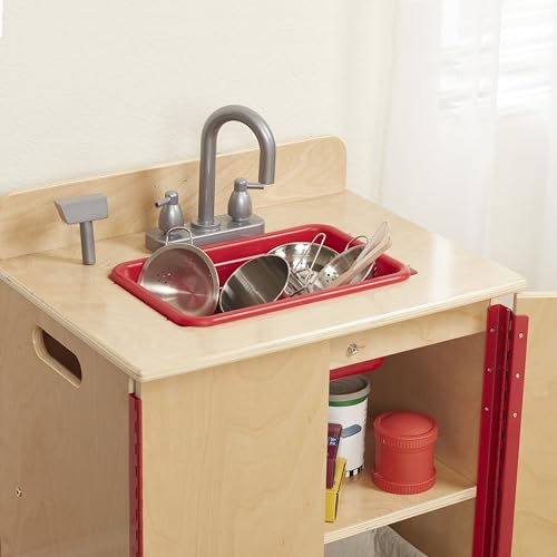 ECR4Kids Play Kitchen Sink, Wooden Playset, Natural