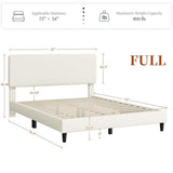 Yaheetech Full Size Bed Frame with Adjustable Headboard, Chenille Fabric Upholstered Headboard/Platform Bed, Full Bed Frame No Box Spring Needed/Wood Slats Support/Easy Assembly/Beige Yaheetech