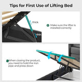Rolanstar Bed Frame Twin Size with Lift Up Storage, Charging Station & LED Lights, Upholstered Storage Headboard, Heavy Duty Wooden Slats, No Box Spring Needed, Noise Free, Easy Assembly, Black Rolanstar
