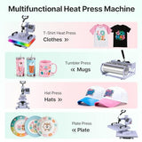 Slendor Heat Press Machine Sublimation Heat Press 360° Swing Away Heat Transfer Digital T-Shirt Pressing with 30OZ 20OZ Tumbler Press, Multifunction Combo for Hat Cap Plate 12''X15'' 5IN1 Lavender Slendor