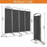 Giantex 6.2Ft Folding 4-Panel Room Divider Grey - 87" Wide Freestanding Foldable Fabric Privacy Screen, Lightweight Portable Partition Wall Divider and Separator for Home Office, Apartment, Studio Giantex