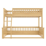 Bellemave Twin Over Full Bunk Bed for Kids/Adults,Floor Bunk Beds with Inclined Ladder,Solid Wood Low Bunk Bed for Teens,Girls,Boys,Detachable,Natural Bellemave