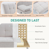 HAOMARKETS Futon Sofa Bed with USB Charging Port, Convertible Futon Couch with 2 Cup Holders,Modern Folding Loveseat Sleeper Couches for Small Spaces, Living Room, White HAOMARKETS