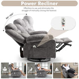 linting Oversized Power Swivel Rocker Recliner Chair with Cup Holder, Fabric Electric Rocking Glider Chair Power Recliner Chair with Heat and Massage USB Port, Grey