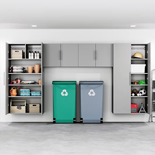 Prepac HangUps Large Storage Cabinet - Immaculate Light Gray 36" Cabinet with Storage Shelves and Doors; Ideal for Bin and General Storage Solutions - WoodArtSupply