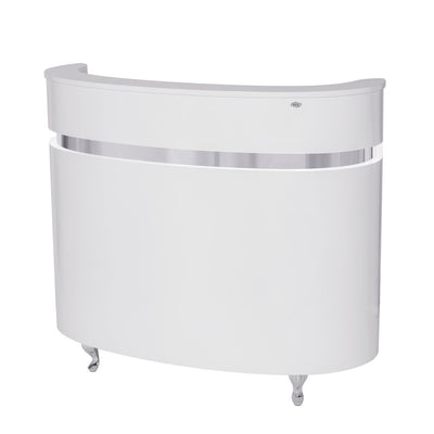 Dir Reception Desk, Receptionist Area Counter, Office Desk with LED Lights Star Ferry, White
