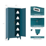YAUWOH 71''Metal Cabinet with 4 Adjustable Shelves,5-Tier Pantry Storage Cabinet,Kitchen Pantry Cabinet for Living Room,Dining Room, Blue YAUWOH