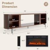 Nordivale Luxury 70" Fluted Fireplace TV Stand, Modern Chic Entertainment Center for TVs Up to 80", TV Console for Living Room, Media Cabinet with Storage,70 Inch, Brown Nordivale