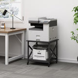 Fannova 2 Tier Large Printer Stand, 23.6 x 23.6 x 22.6 Inches Square Printer Table with Storage Shelf, Rolling Printer Cart with Industrial Wheels for Home Office, Mini Fridge Stand Table - Black