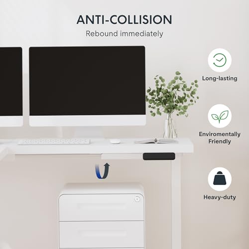 SANODESK L Shaped Standing Desk Adjustable Height, Electric Corner Standing Desk, 71 x 63 inch Sit Stand Computer Table with Splice Board, White SANODESK
