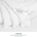 HOMTEC Duvet Insert Cotton Comforter Queen Size White Down Alternative Duvet Insert 100% Cotton Shell Quilted Fluffy Comforter Lightweight All Season 4 Corner Tabs Durable Breathable Noiseless HOMTEC