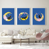 Louise Maelys 3 Sets Cat Moon Embroidery Kits for Beginners with Floral Pattern, Cross Stitch Kit for Adults, DIY Needlepoint for Starter