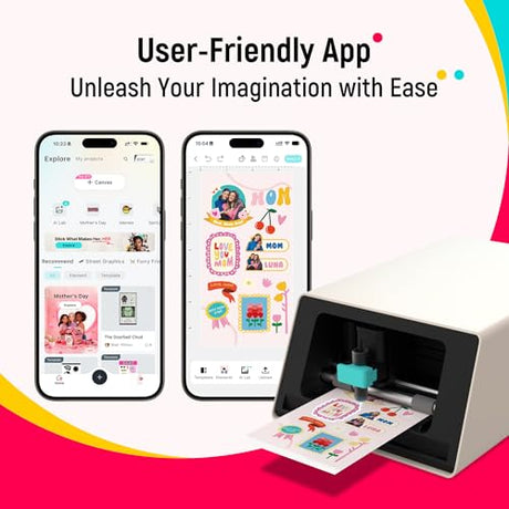 Liene PixCut S1 Color Sticker Printer & Cutting Machine - All-in-One Sticker Maker for DIY Crafts, Custom Labels & Gifts. Thermal Dye-Sublimation Photo Printer, 300 DPI, Precise AI Auto-Cutting Liene