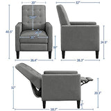 Yaheetech Fabric Recliner Chair with Adjustable Back & Footrest, Mid-Century Modern Accent Armchair Reading Chair, Tufted Upholstered Sofa with Pocket Spring for Living Room Bedroom Gray