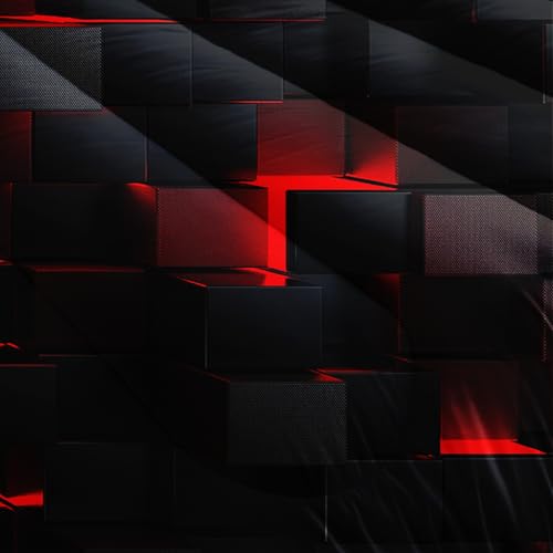 Nttopship Neon Red Black Comforter Set Twin Geometric Kids Bedding Set,3 PCS Geometry Honeycomb Bed Set Modern Quilt Set 1 Comforter 2 Pillow Cases Cool Room Decor All Season B-Side Black Nttopship