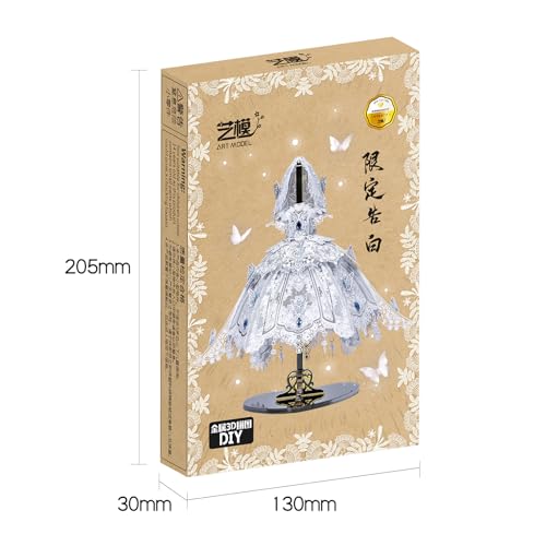 MU 3D Metal Puzzles for Adults Building Flowery Wedding Dress, Miniature Metal Model Kits Assembling, Birthday Bridal Gift DIY Toys Wedding Decoration Desk Decor Confidante Girlfriend Presents