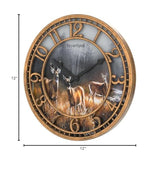 WANGIRO Round Wall Clock Farmhouse Plastic Deer Clock Battery Operated Silent Non-Ticking Rustic Clock 12 Inch for Home Kitchen Living Room Bedroom Office Decor (Antique Copper) WANGIRO