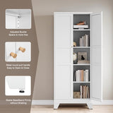 Yizosh Metal Pantry Cabinet, 75" Kitchen Pantry with 2 Door and 4 Adjustable Shelves,White Metal Pantry Storage Cabinet,Cupboard for Kitchen,Dining Room,Living Room and Bathroom Yizosh