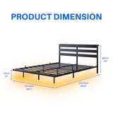 VERFARM Floating Bed Frame Queen Size with USB Charging Station, LED Bed Frame with Storage Headboard, Black Metal Platform Bed Queen Size, No Box Spring Needed, Noise Free, Easy to Assemble VERFARM