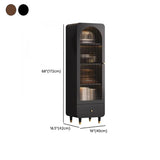 LITFAD Wood Bookcase Medieval Style Bookshelves with 1 Drawer, Glass Doors Display Cabinets, Closed Back Storage Cabinet for Home Office Study Room Library, Black 16" L x 16.5" W x 68" H LITFAD