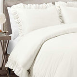 Lush Decor Reyna Ruffle Cotton Duvet Cover Set 3 Piece Set Full/ Queen, White - Queen Size Bedding Set - White Duvet Queen- Ruffled Bedding - Coquette Decor Lush Decor