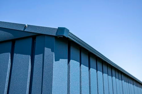 Arrow Shed Elite 12' x 16' Tall Outdoor Steel Storage Shed with High Gable and Lockable Doors Storage Building, Blue Grey Arrow