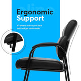 Oline Leather Guest Chair with Padded Arms, Reception Meeting Conference Waiting Room Lobby Home Desk Big and Tall Executive Office Chair, Black (4 Pack) Oline