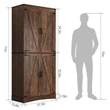 Farmhouse Tall Kitchen Pantry Cabinet with Adjustable Shelves and Barn Doors - 71" Brown Storage Solution Hlivelood