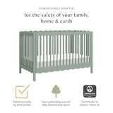 babyletto Swell 4-in-1 Convertible Crib with Toddler Bed Conversion Kit in Light Sage, Greenguard Gold Certified babyletto
